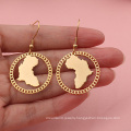 Customised Stainless Steel 18K Gold Plated African Map Earrings earrings for women
